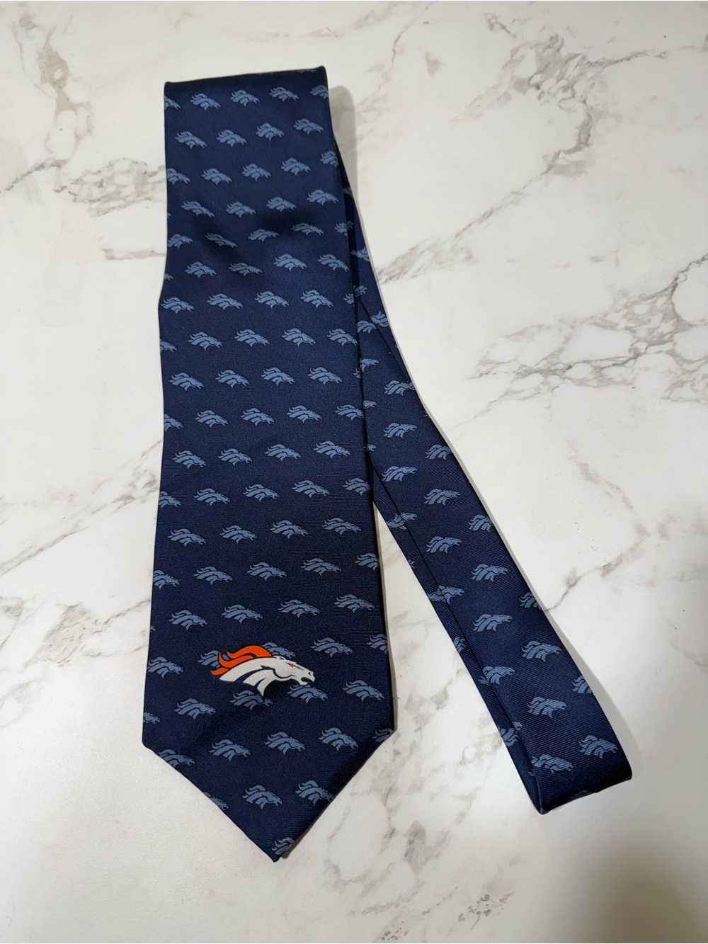 NFL Denver Broncos Navy Blue Tie with Team Logo